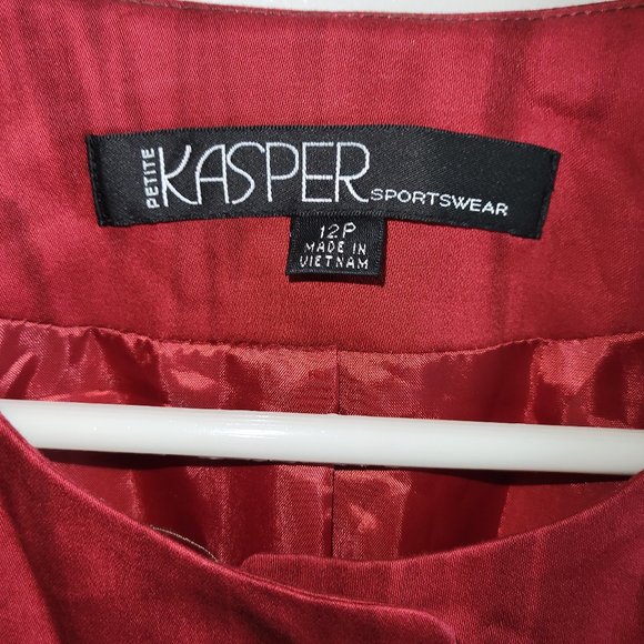 Kasper Red Brown Black Watercolor Pattern Lightweight Jacket Size 12p Petite EUC - Picture 2 of 4